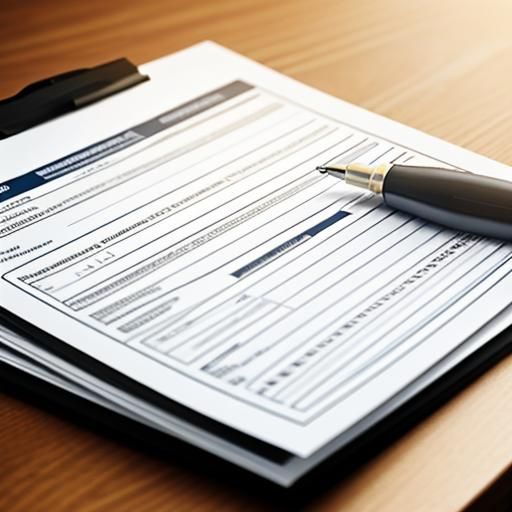 Documents and pen on wooden surface